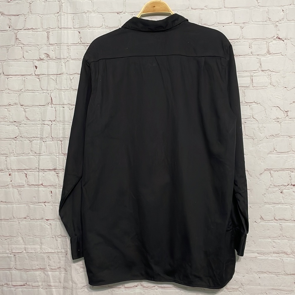 Quacker Factory Black Embroidered Floral Button Down Shirt Size L QVC - Picture 6 of 8